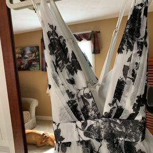 floral black and white maxi dress